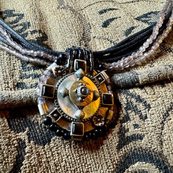 Bead and cord necklace with extender. - Picture 5 of 9